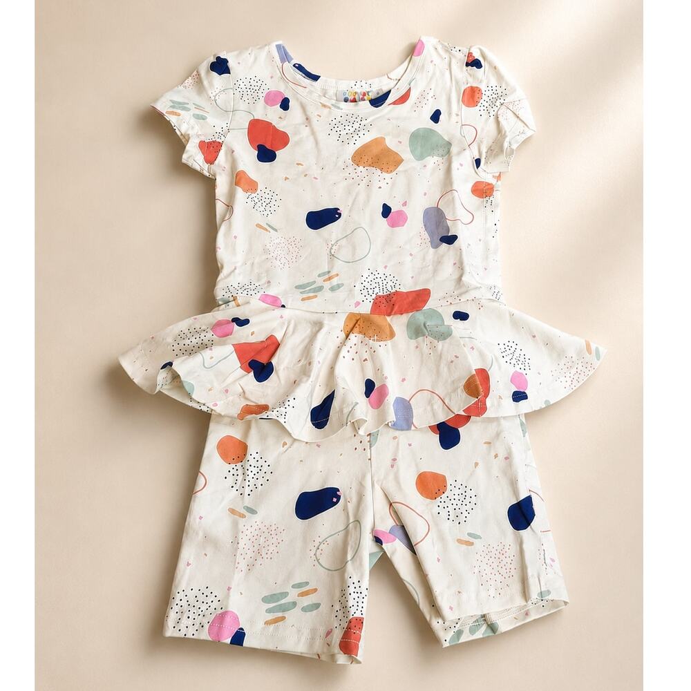 Dot Dot Smile Girls Toddler Short Sleeve Ruffle One Piece Shorts Romper 2T